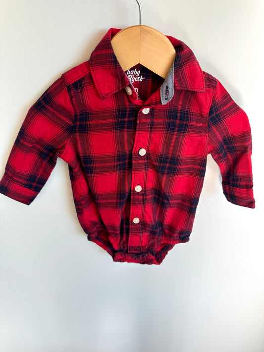 Checkered Red Collared Bodysuit / 6m
