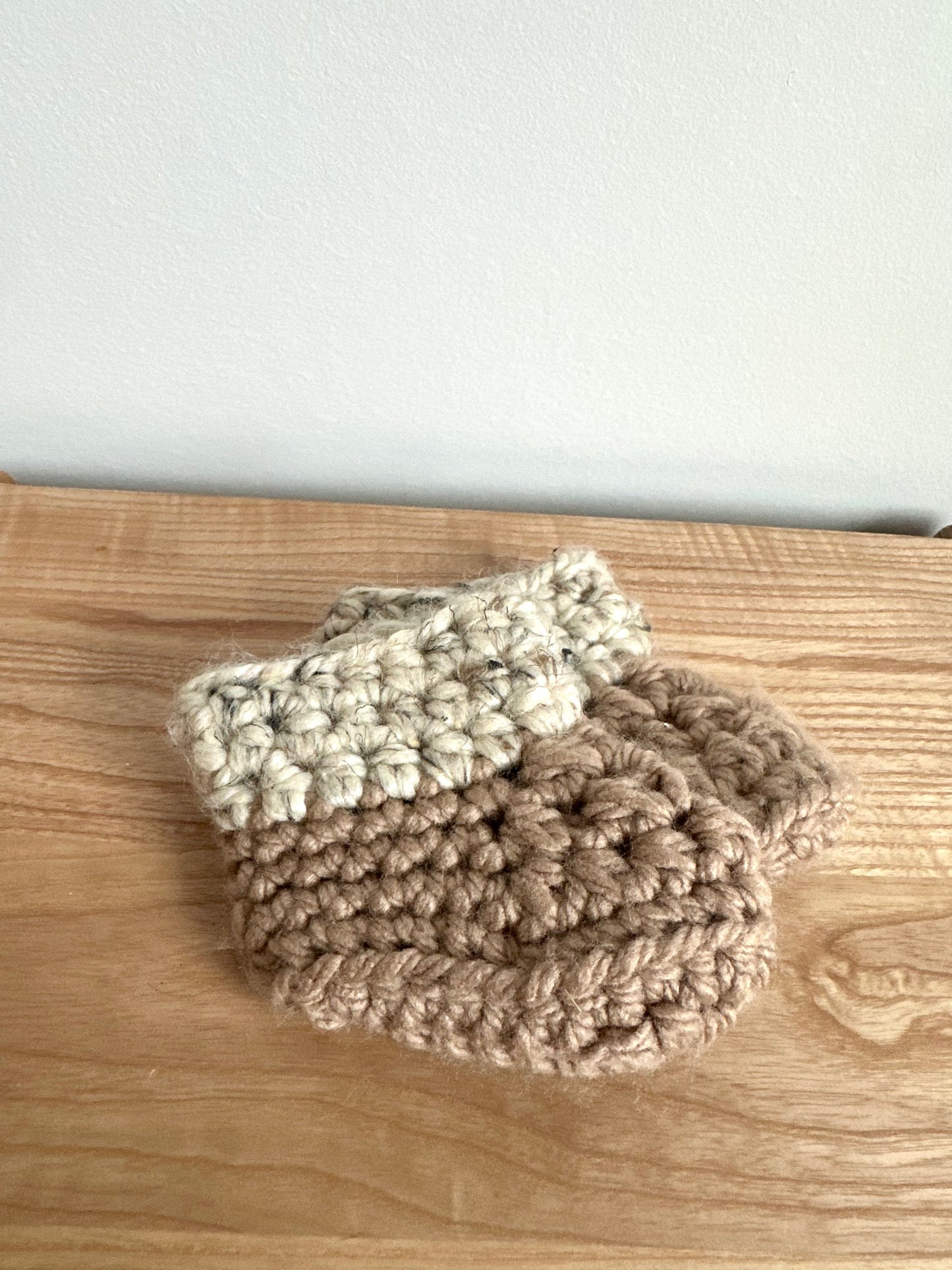 Handmade Knit Brown Slippers / 3m