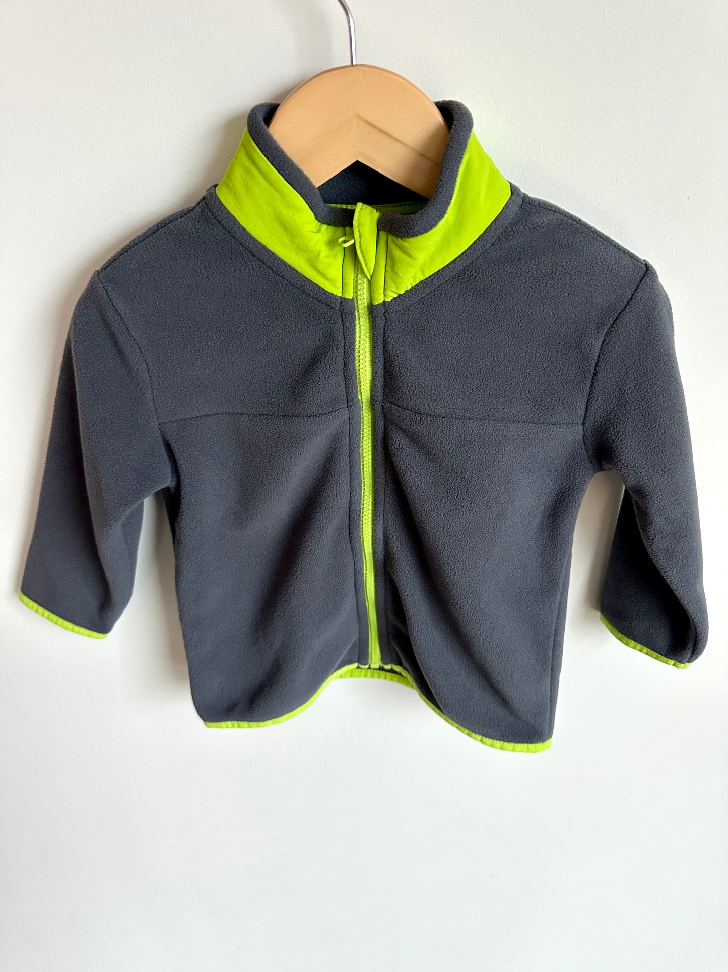 Grey + Green Fleece Zip Sweater / 18-24m