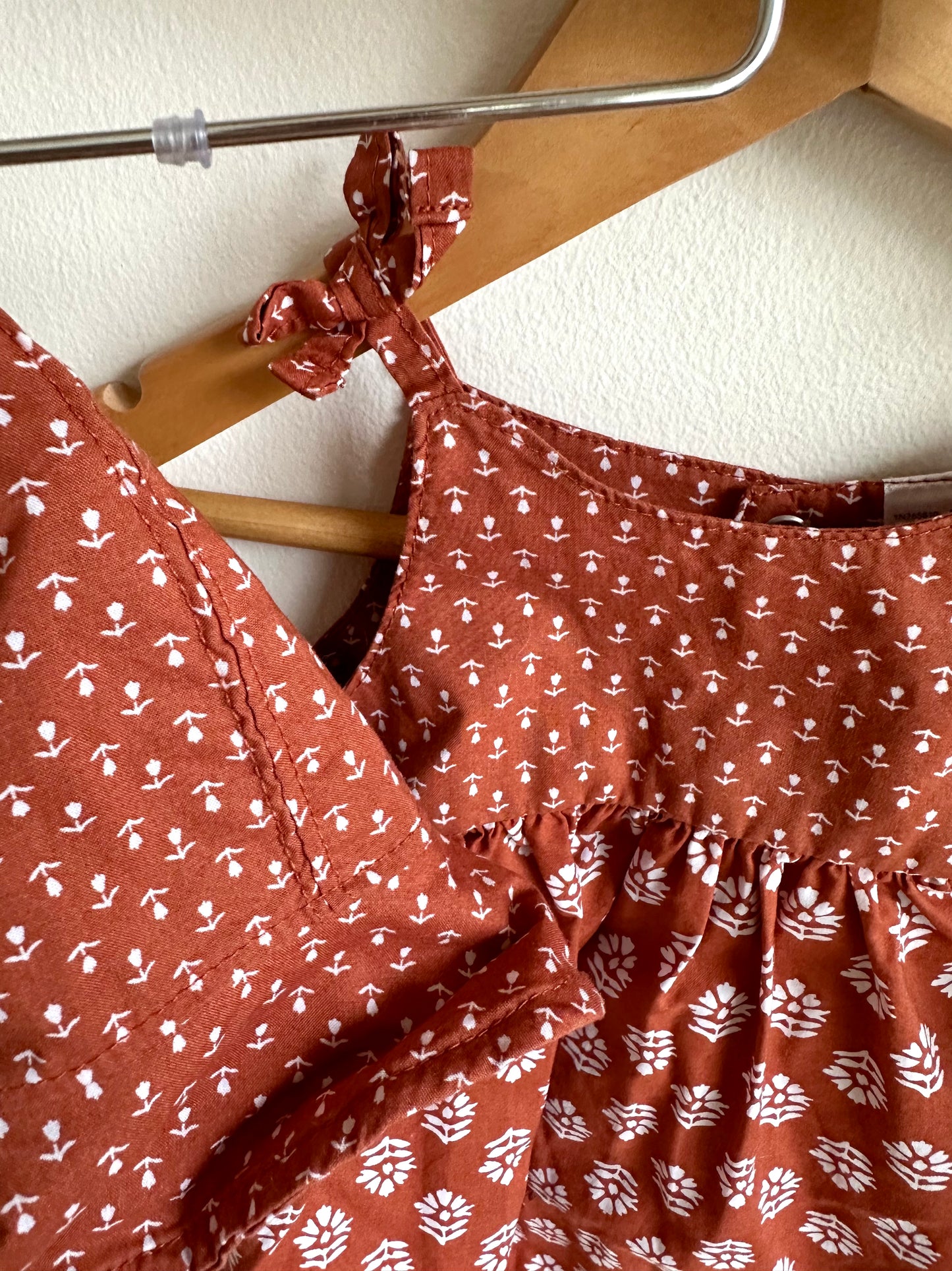 Rust Flower Dress + Hat Set / 3m