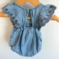 Gap Chambray Eyelet Bubble Romper / 0-3m