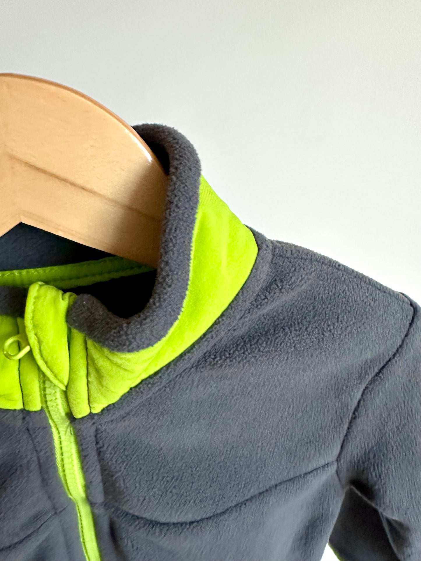 Grey + Green Fleece Zip Sweater / 18-24m