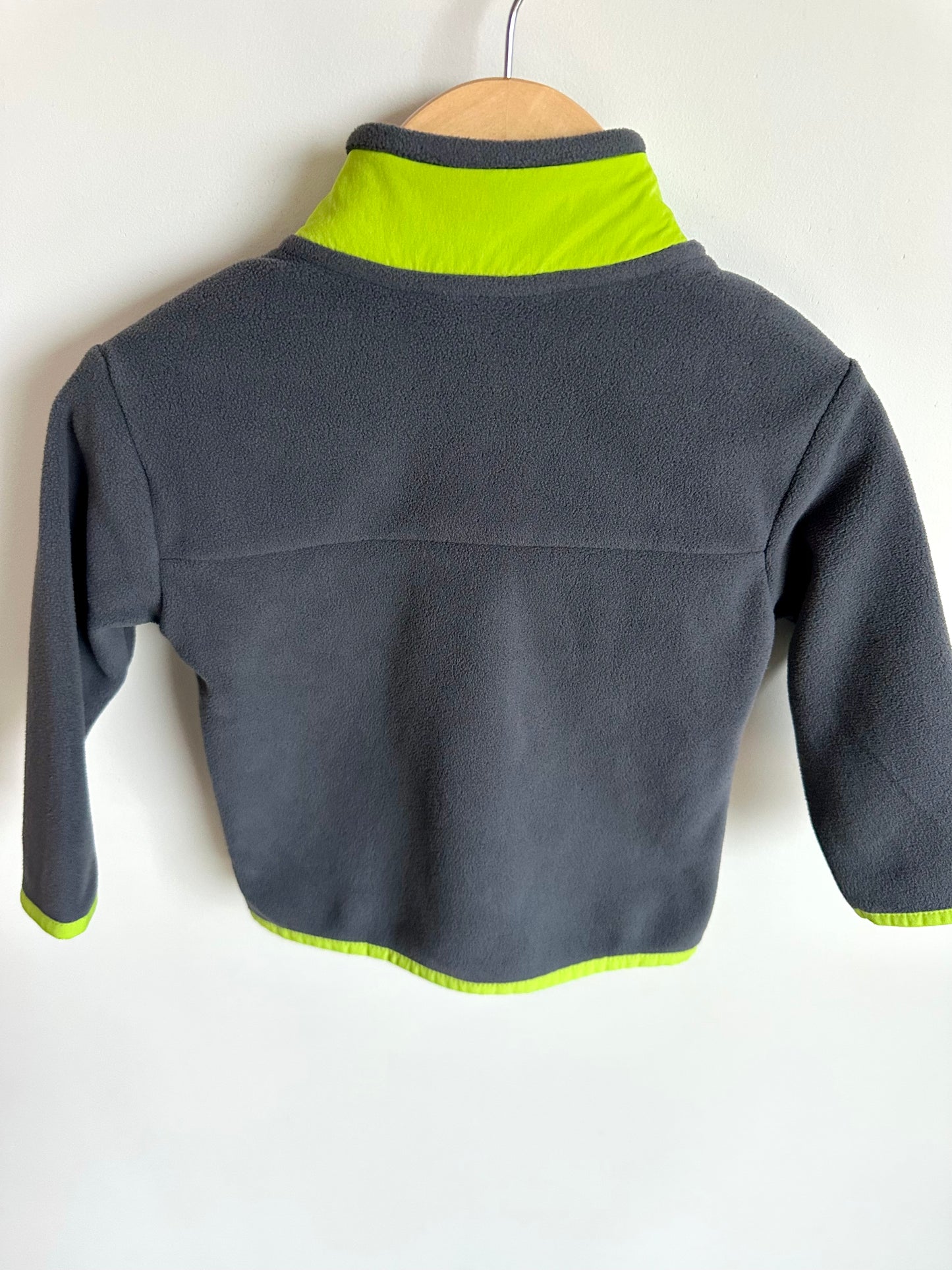 Grey + Green Fleece Zip Sweater / 18-24m