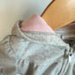 Grey + Pink Heart Fleece Hoodie / 3-6m