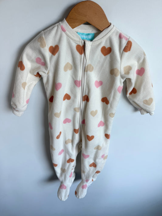 Heart Cream Footed Sleeper / 12m
