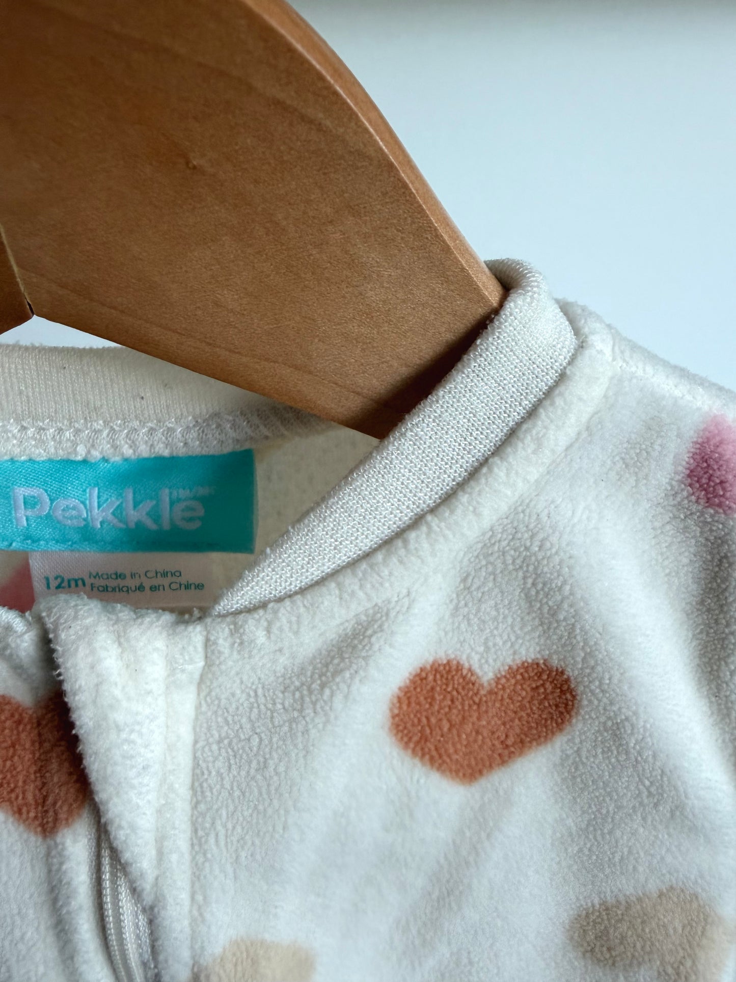 Heart Cream Footed Sleeper / 12m