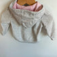 Grey + Pink Heart Fleece Hoodie / 3-6m
