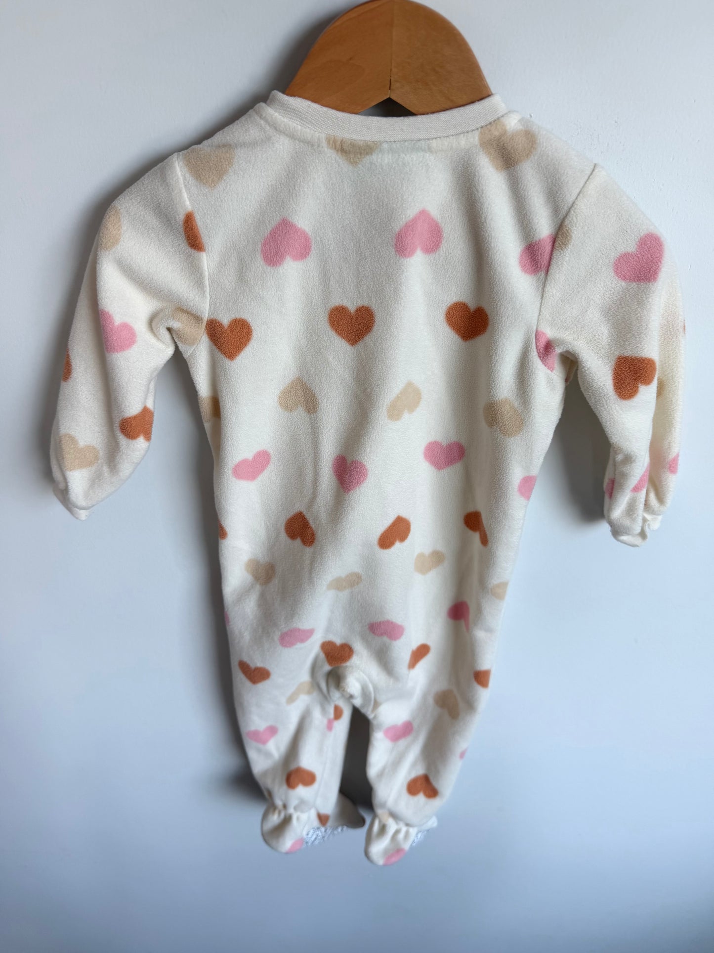 Heart Cream Footed Sleeper / 12m