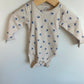 Tan Rib Bodysuit with Blue Flowers / 3-6m