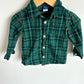 Green Plaid Button Up / 18-24m