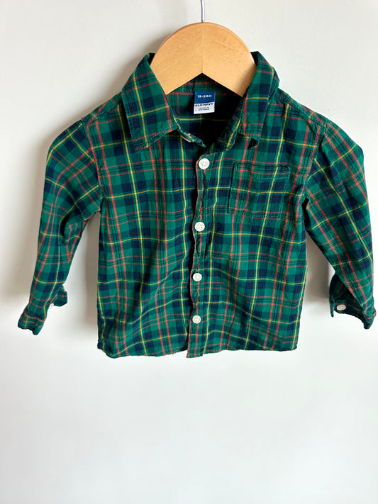 Green Plaid Button Up / 18-24m
