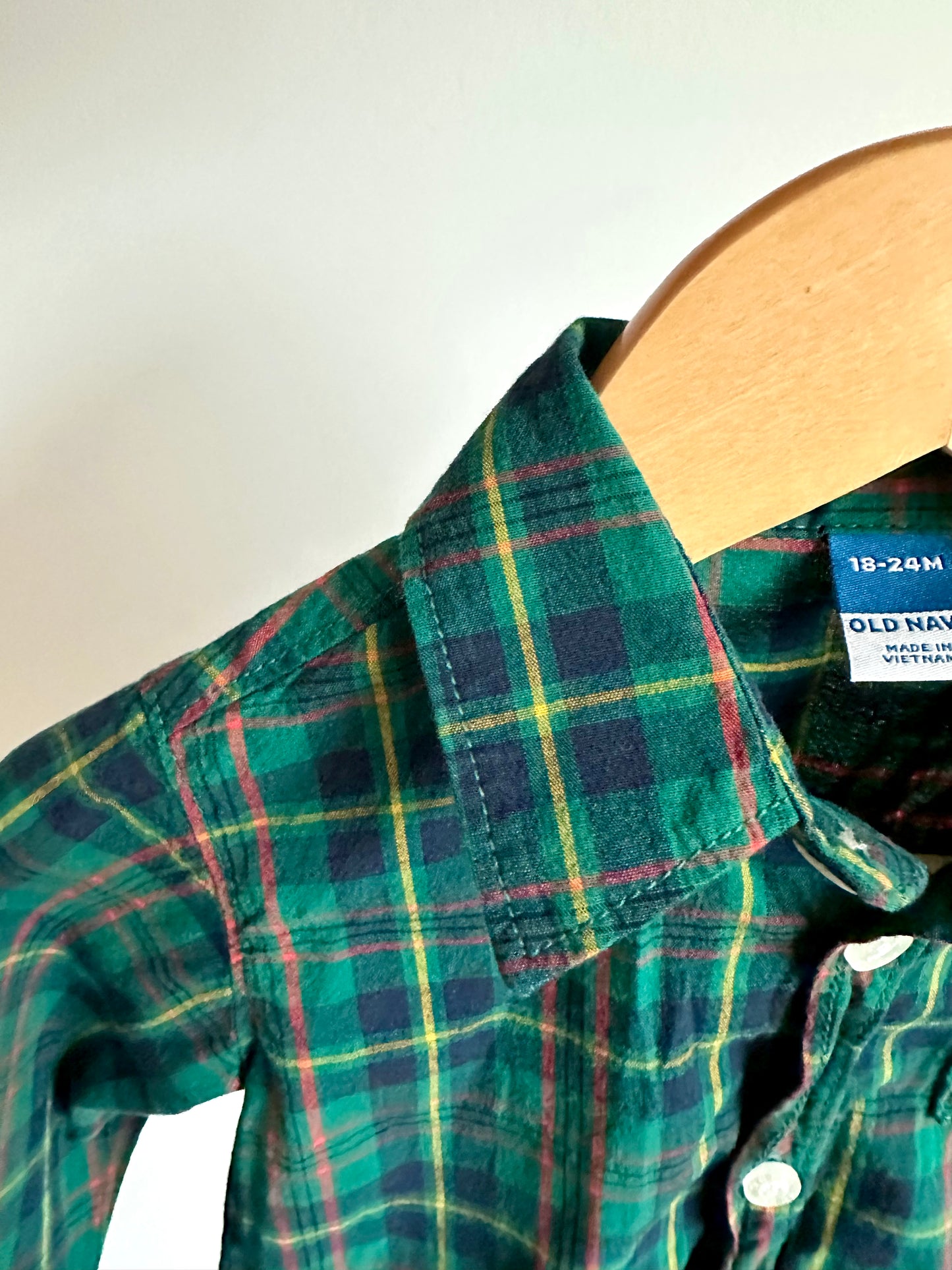 Green Plaid Button Up / 18-24m