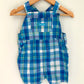 Little Dude Blue Plaid Short Overalls / 18m
