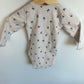 Tan Rib Bodysuit with Blue Flowers / 3-6m