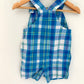 Little Dude Blue Plaid Short Overalls / 18m