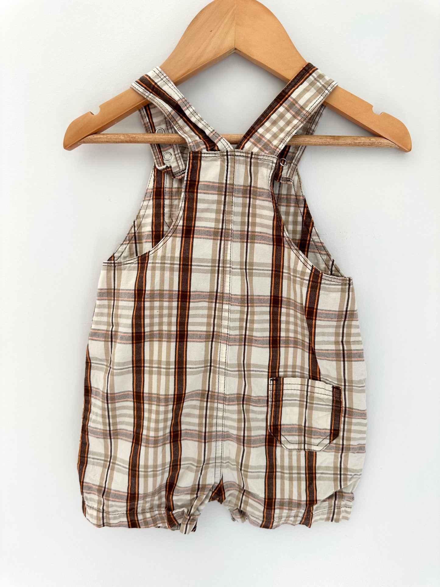 Bear Brown Plaid Overalls / 18m