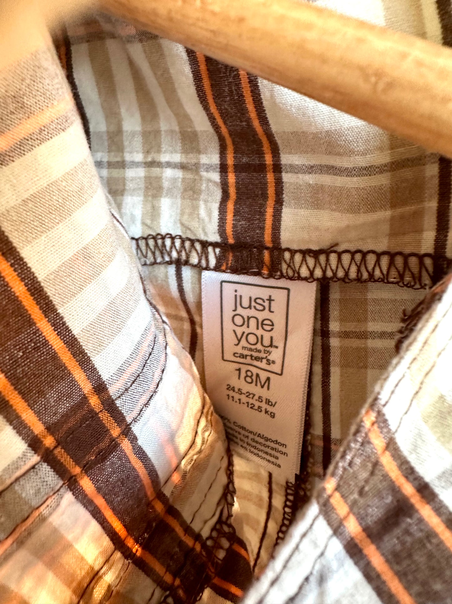 Bear Brown Plaid Overalls / 18m