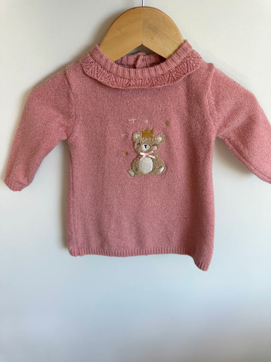 Pink Knit Teddy Dress / 6-9m
