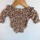 Animal Print Ruffle Shoulder Bodysuit / 3-6m
