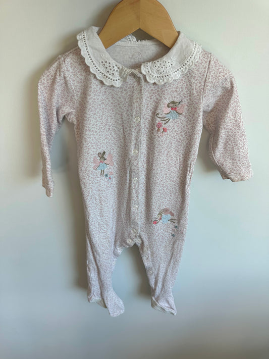 Lace Collared Fairy Embroidered Jumpsuit / 9-12m