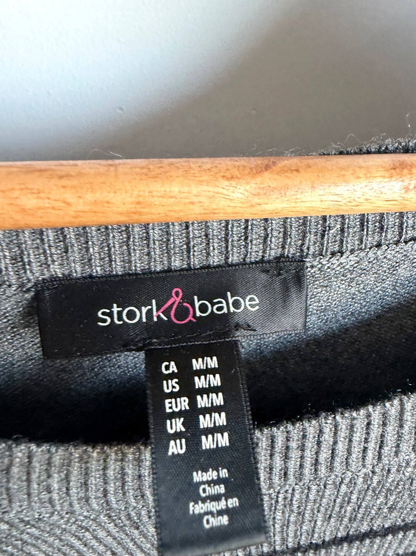 Grey Stripes Maternity Sweater / Medium