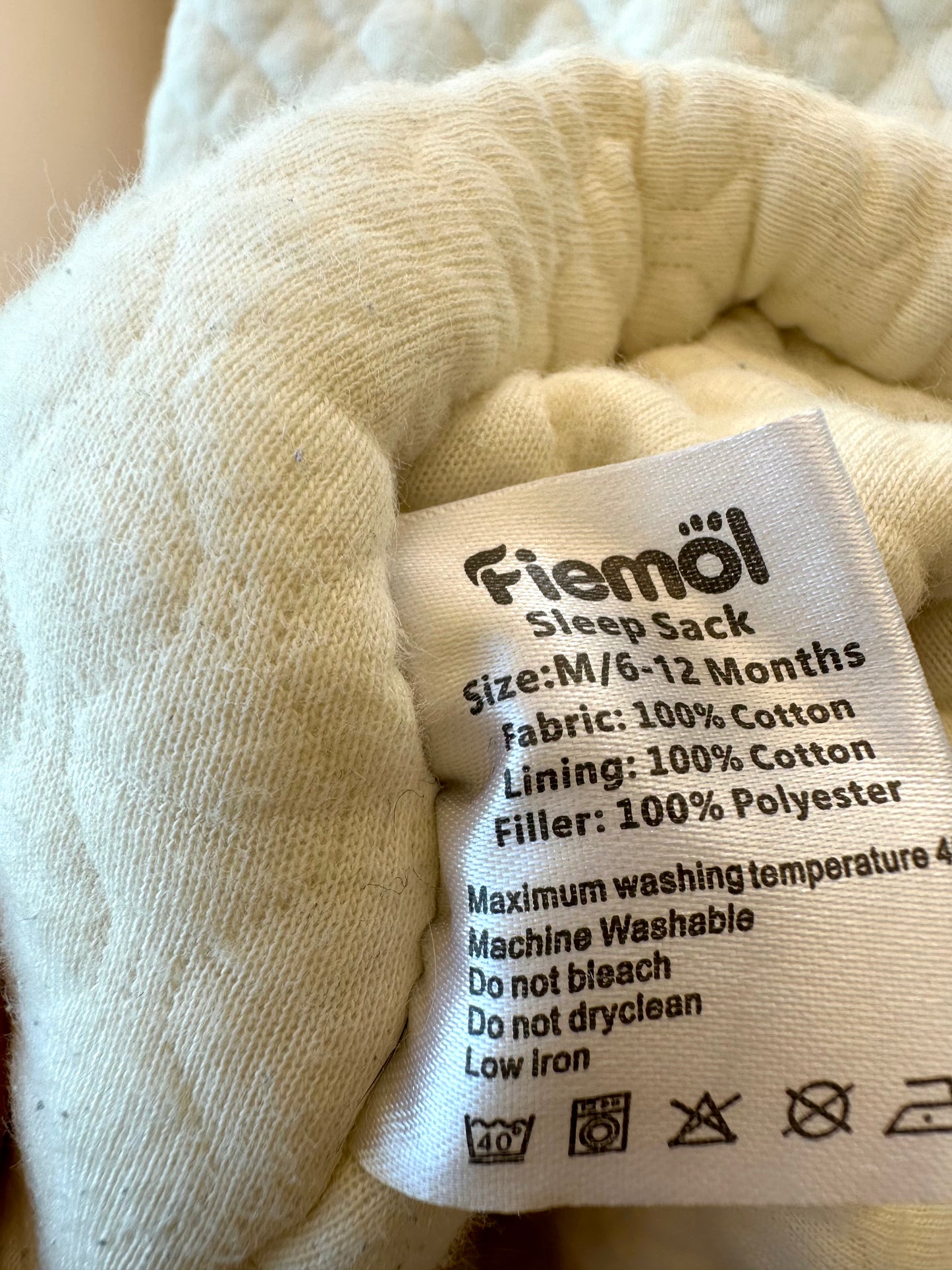 Cream Quilted Sleep Sack / 6-12m