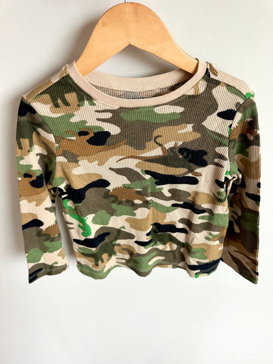 Camo Dino Waffle Knit Long Sleeve / 3T