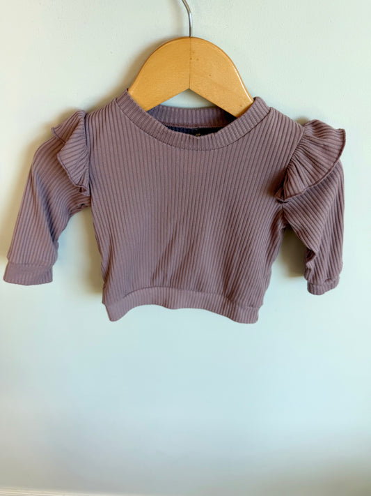 Mauve Ruffle Shoulder Top / 3-6m