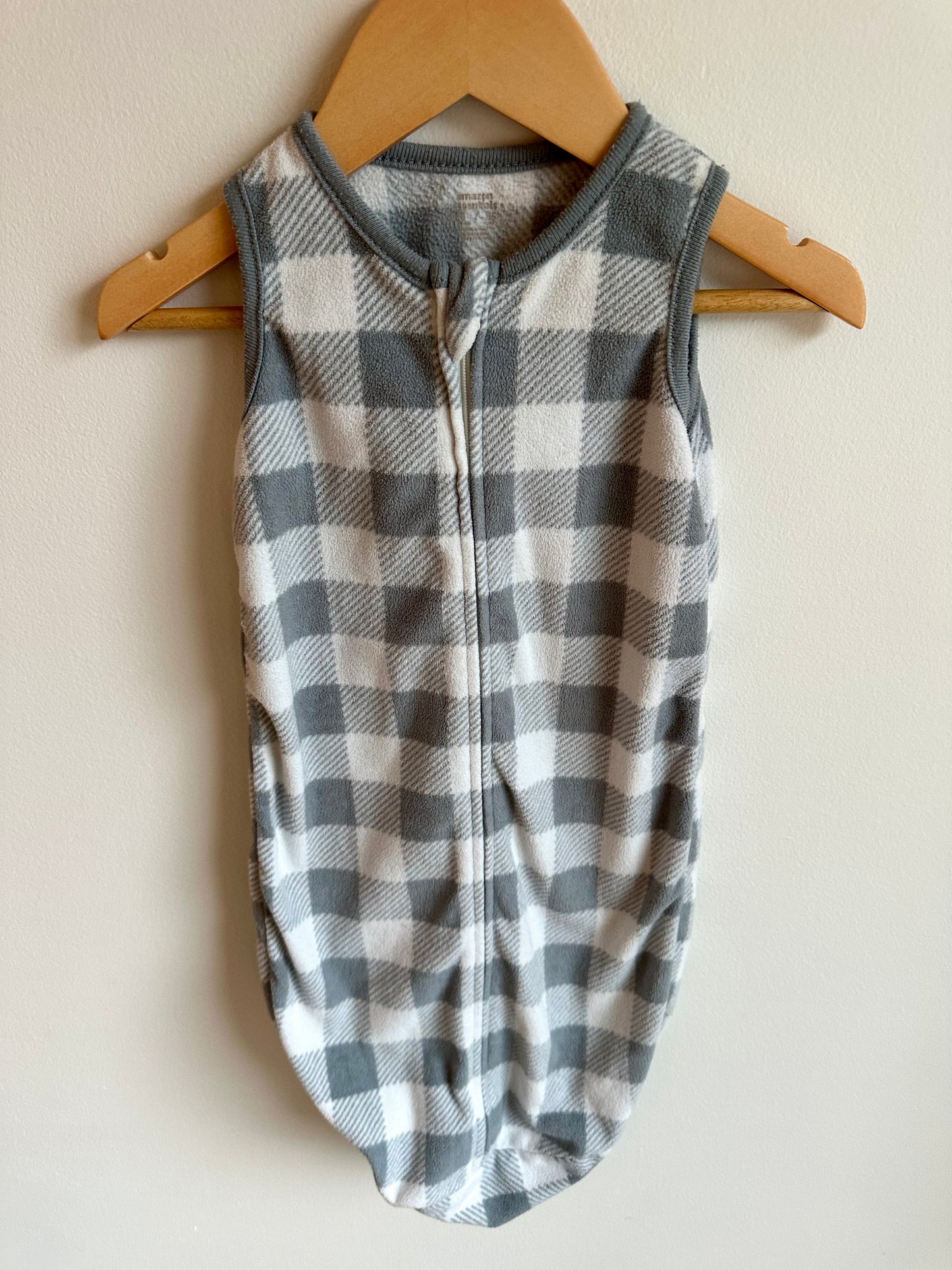 Grey Checkered Fleece Sleep Sack / 0-6m