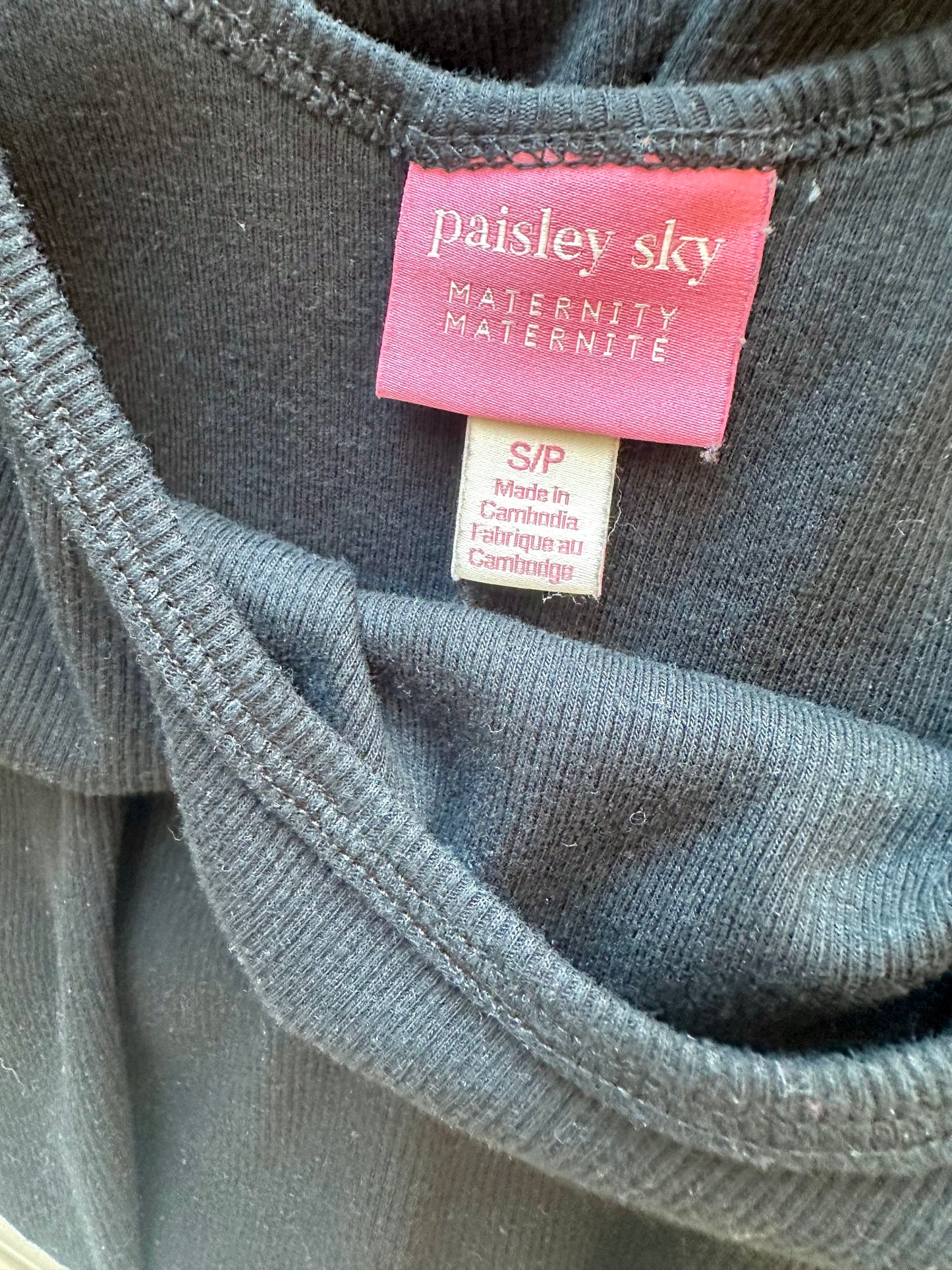 Paisley Sky Black Rib Maternity Jumpsuit / Small