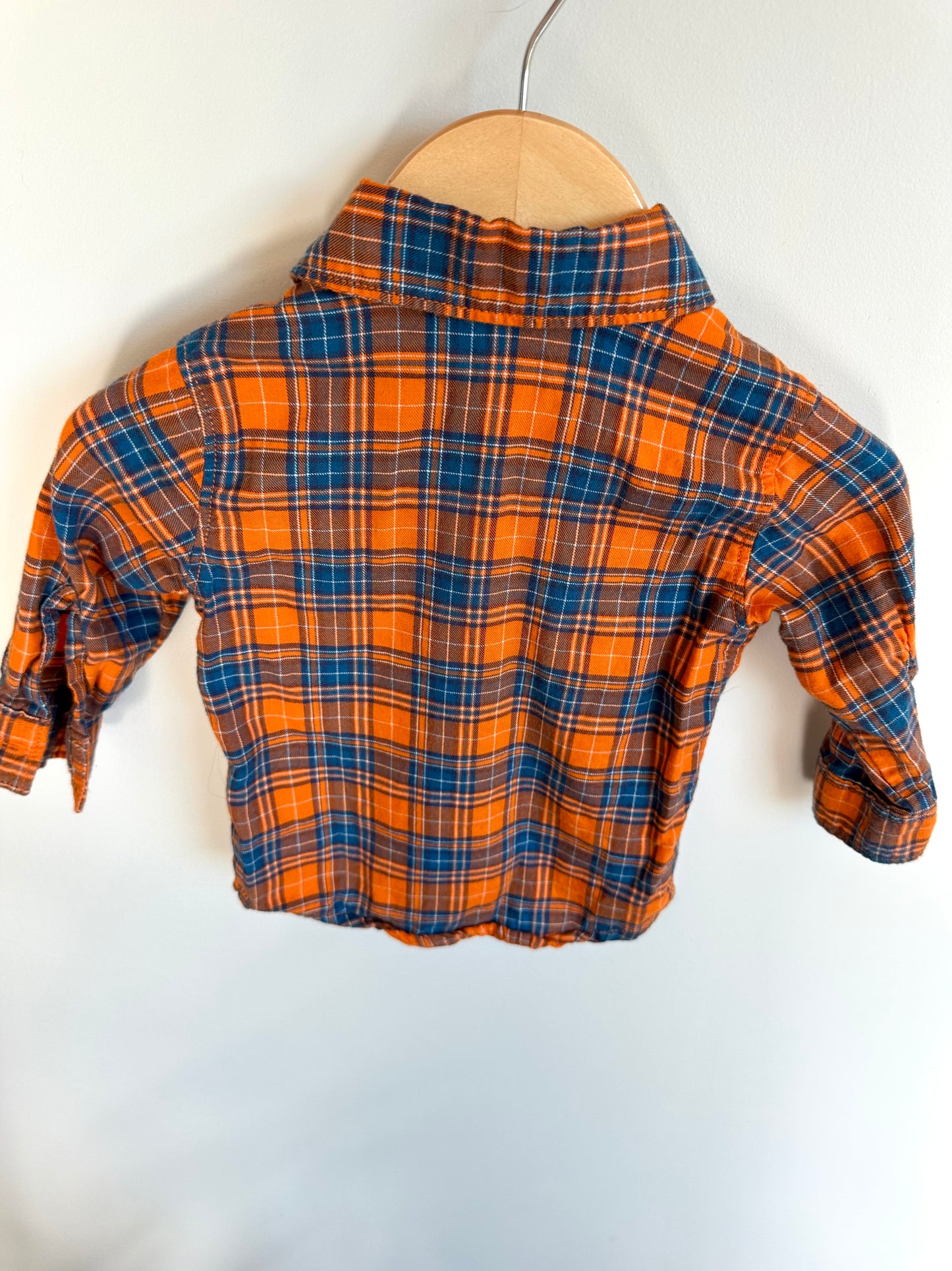 Orange Plaid Button Up Top / 6m