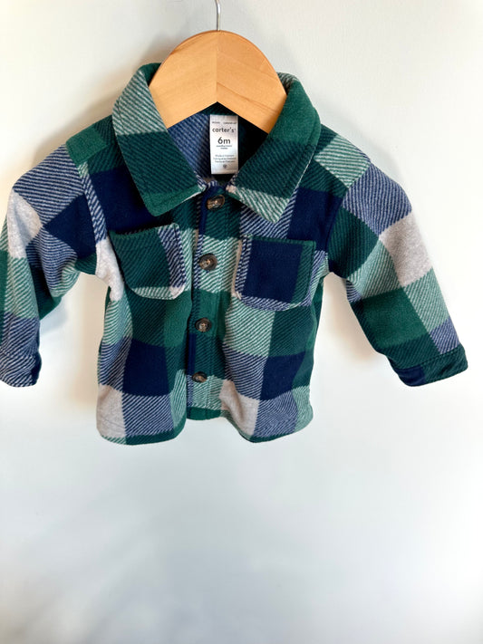 Green Checkered Fleece Sweater / 6m