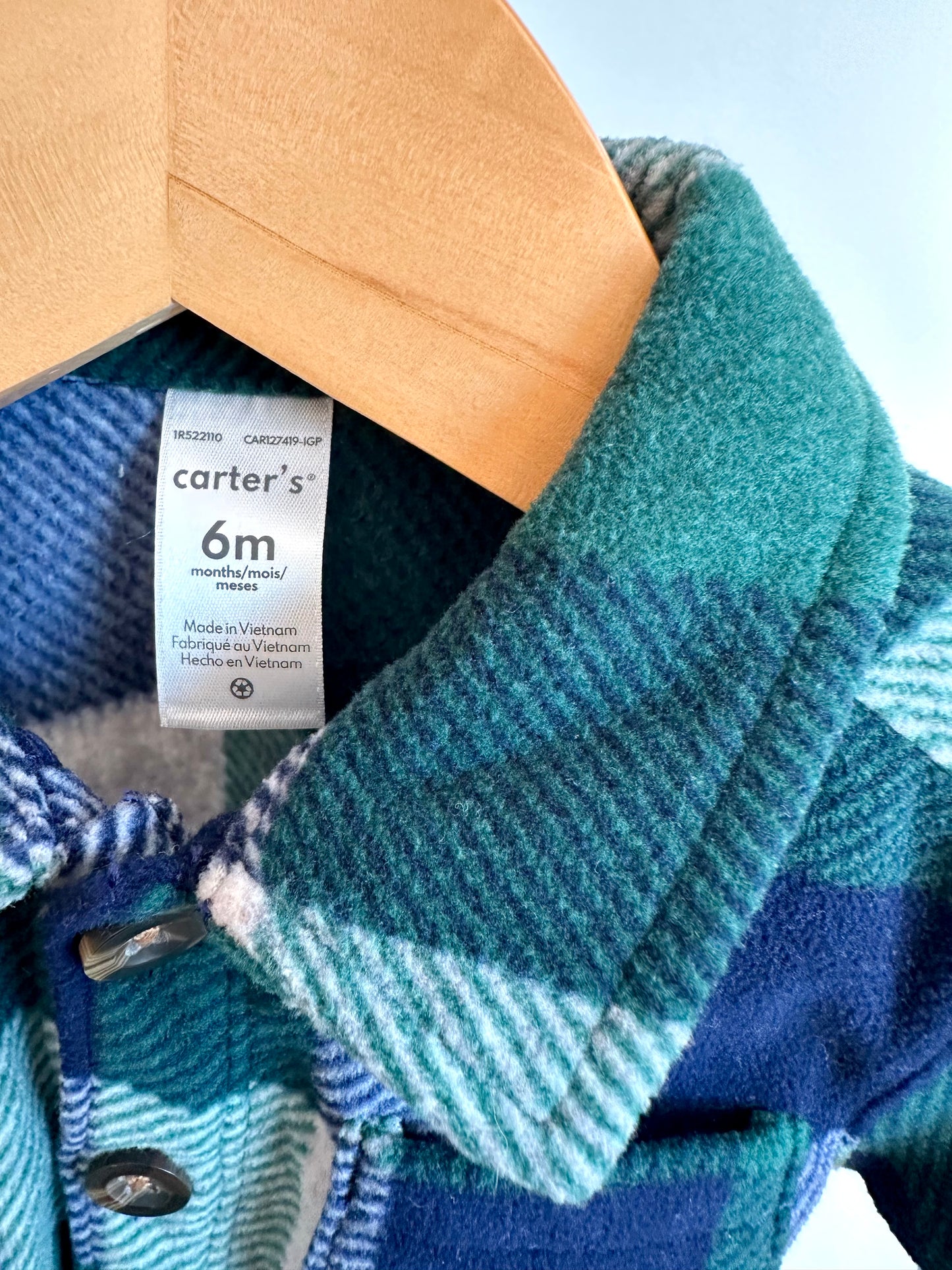 Green Checkered Fleece Sweater / 6m