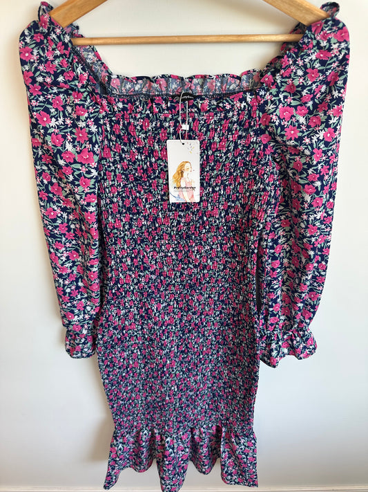 Rib Floral Dress (With Tags) / S
