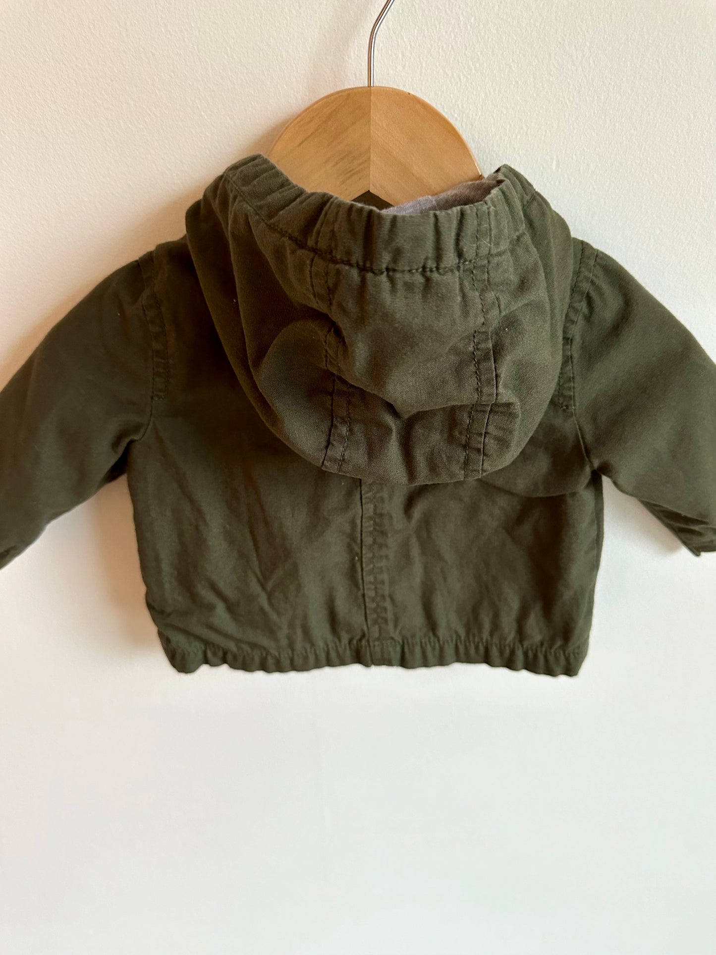 Olive Cargo Hooded Jacket / 0-3m