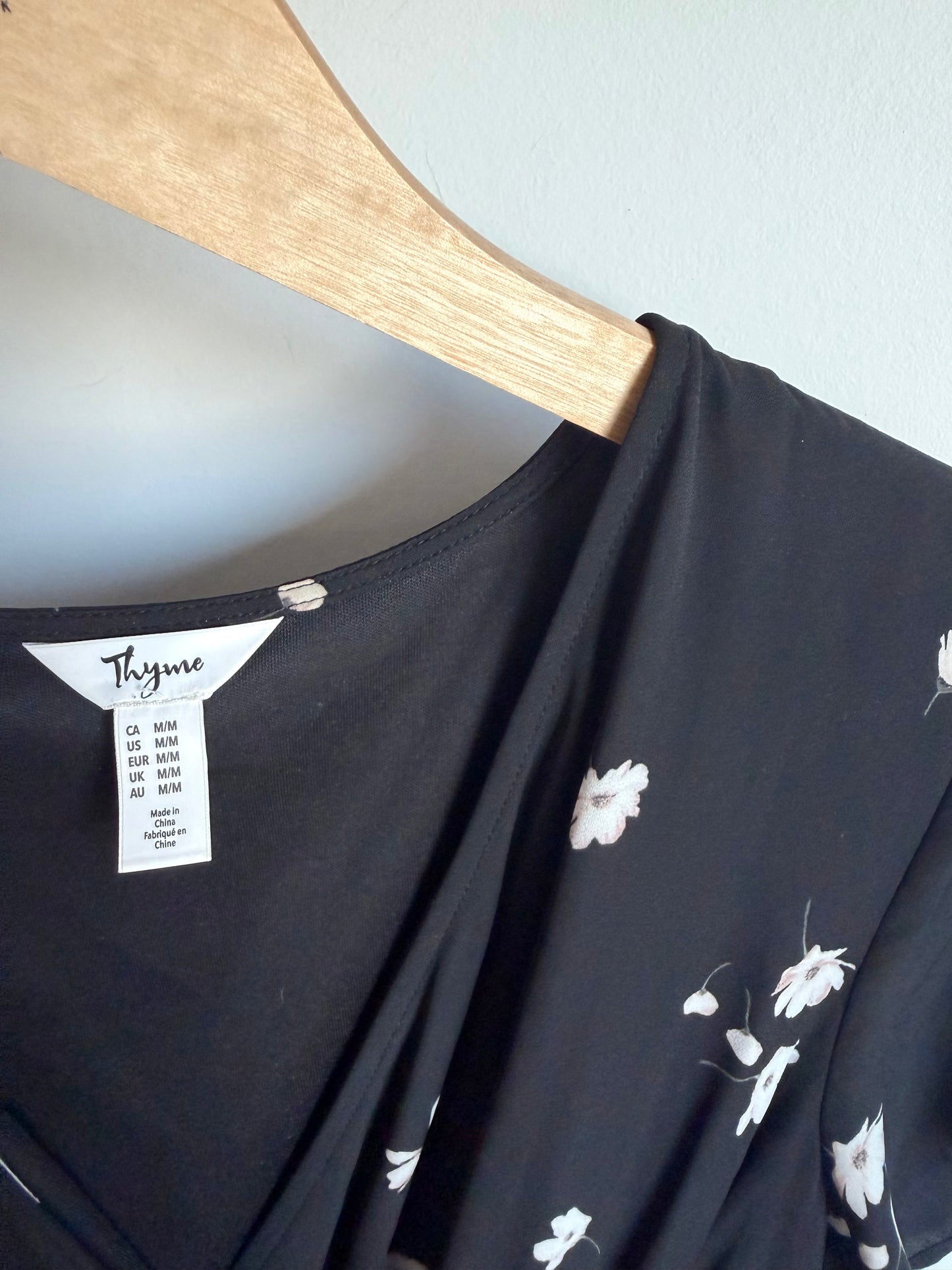 Thyme Maternity Black Floral Dress / Medium