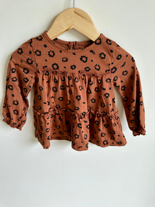 Brown Teird Floral Shirt / 18m