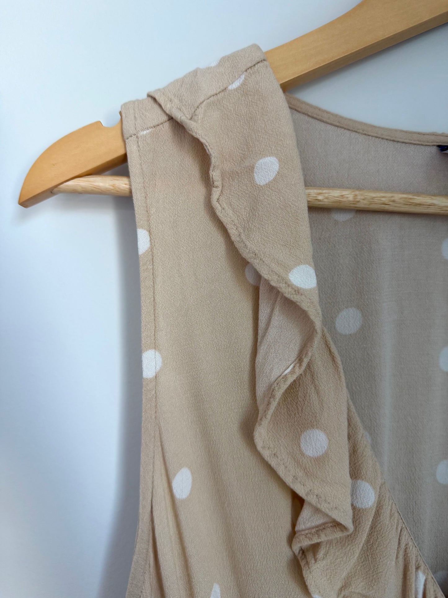 Polka Dot Tan Maternity Dress / Large