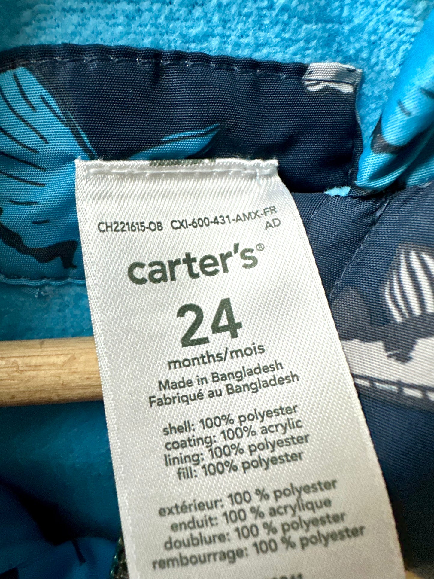 Blue Dino Hooded Jacket / 24m