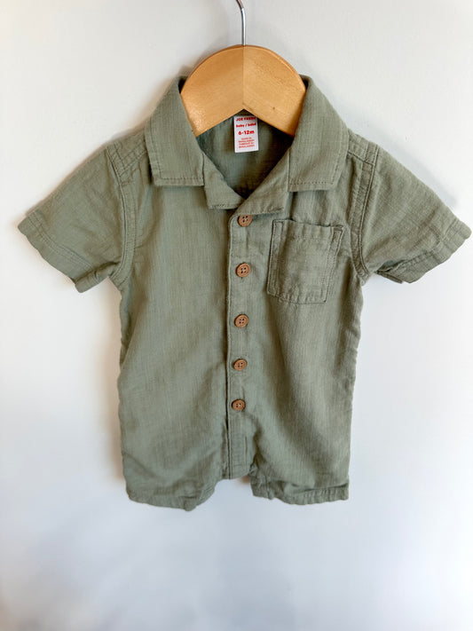 Olive Collared Romper / 6-12m