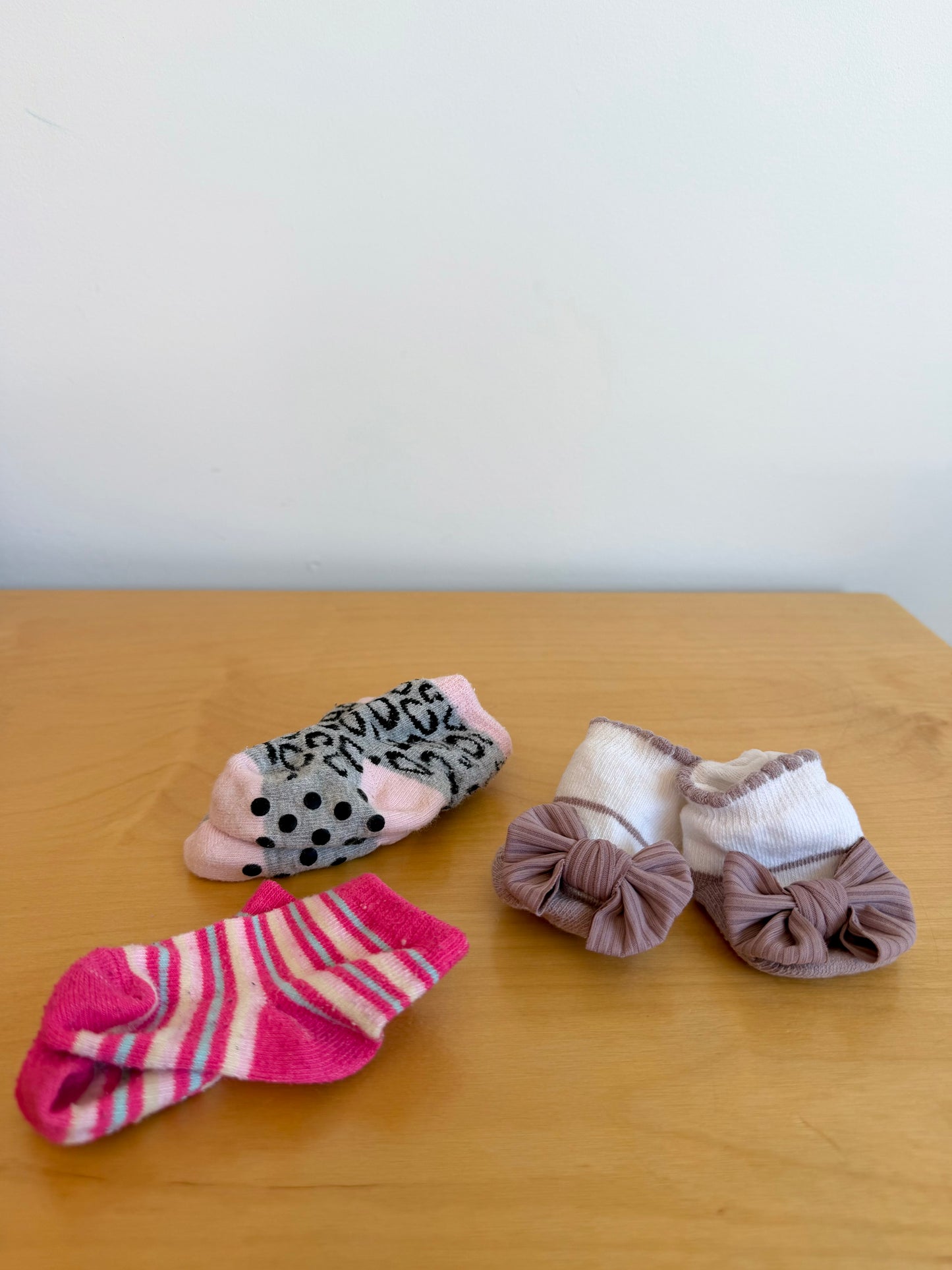 Bow, Striped, Animal Print Socks (3) / 0-3m