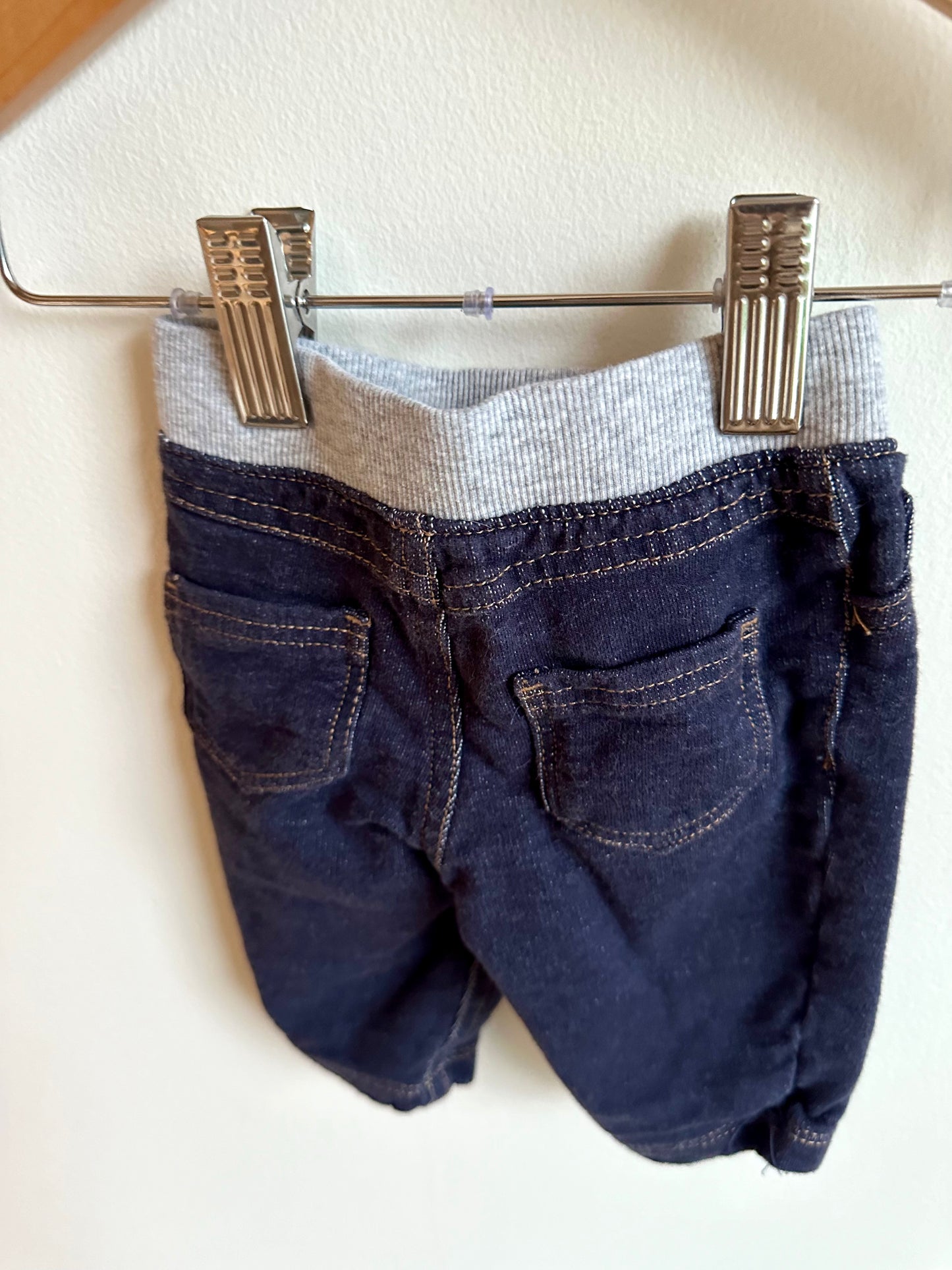 Denim Look Pants with Grey Waistband / 3m