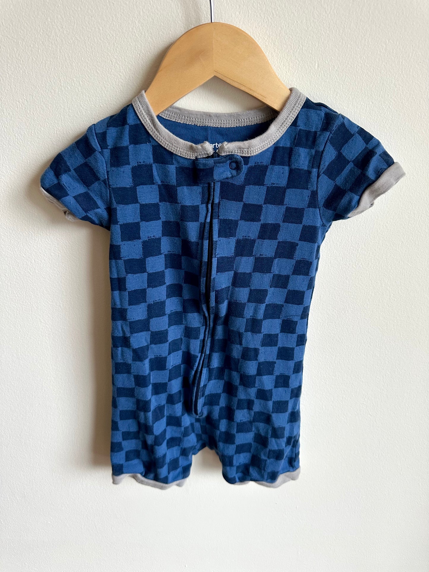 Blue Checkered Romper One Piece PJ / 2T