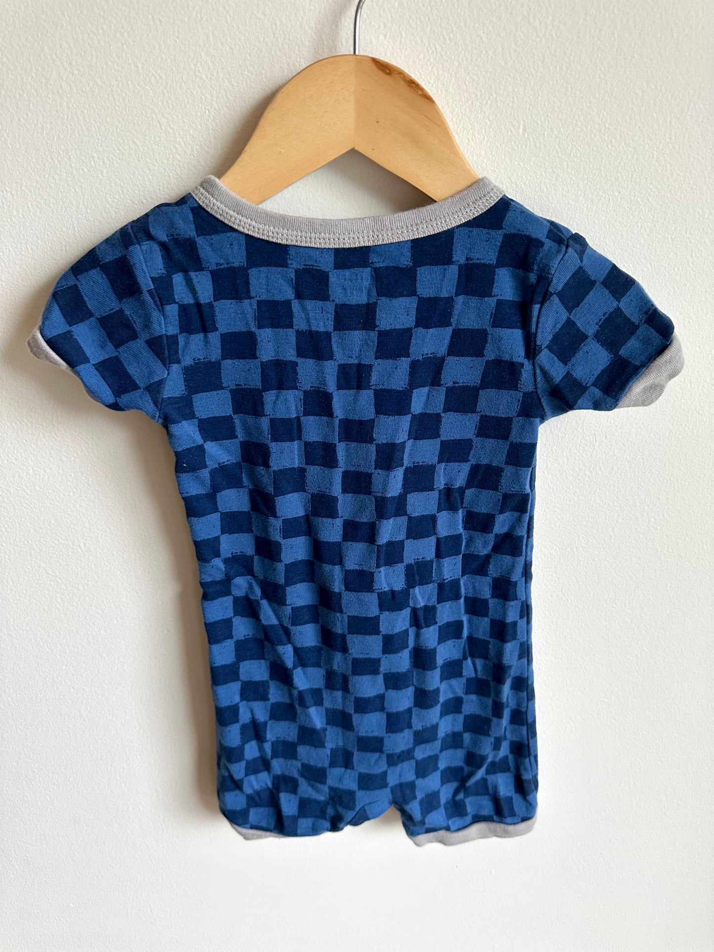 Blue Checkered Romper One Piece PJ / 2T