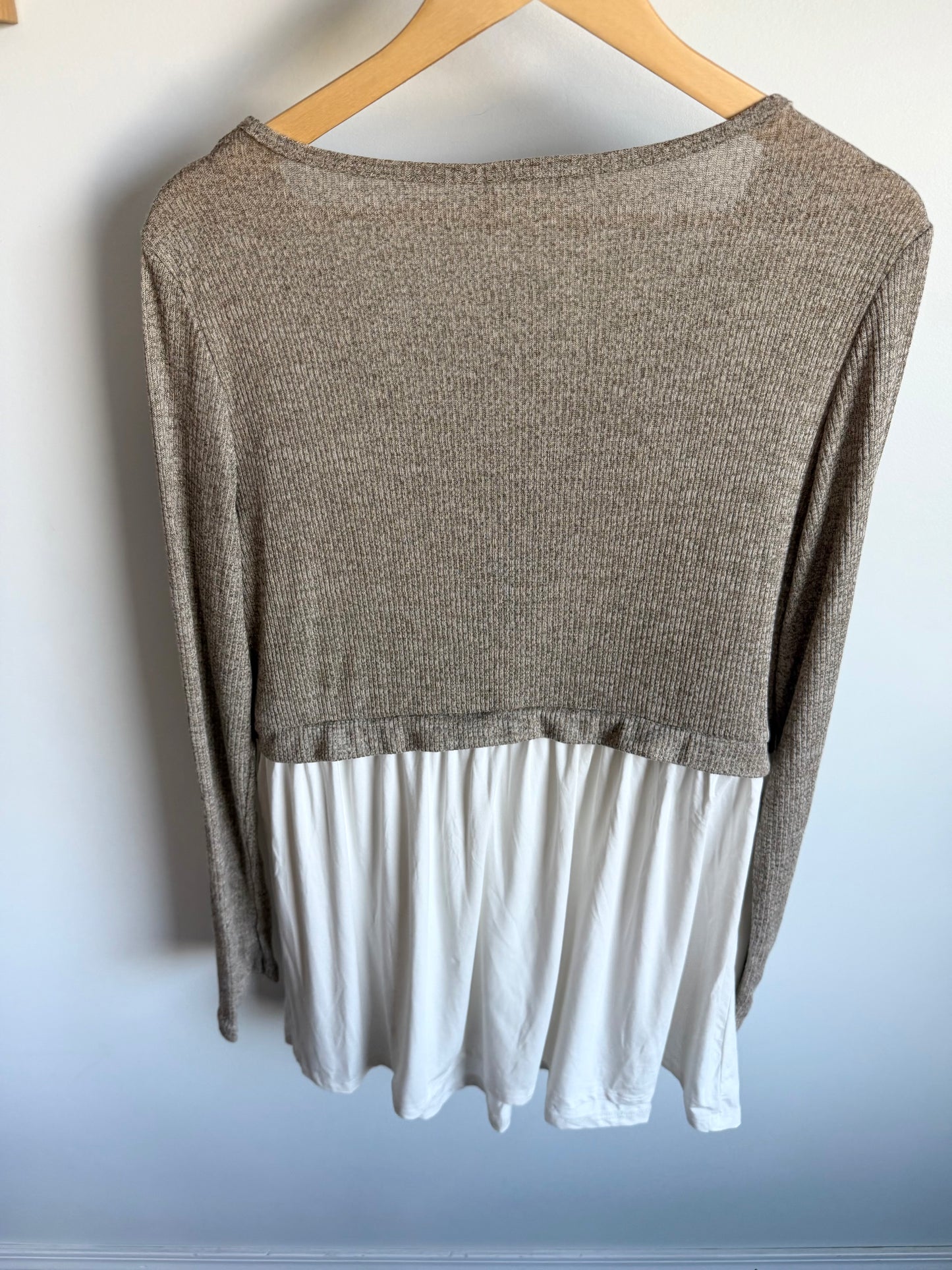 Tan and White Under Shirt Nursing Top / XL