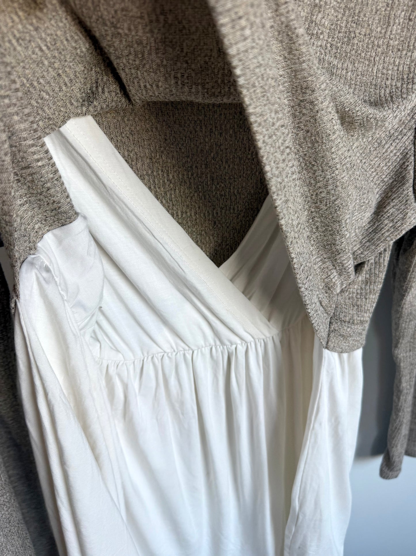 Tan and White Under Shirt Nursing Top / XL