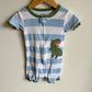 Blue Striped Dino Romper One Piece PJ / 2T