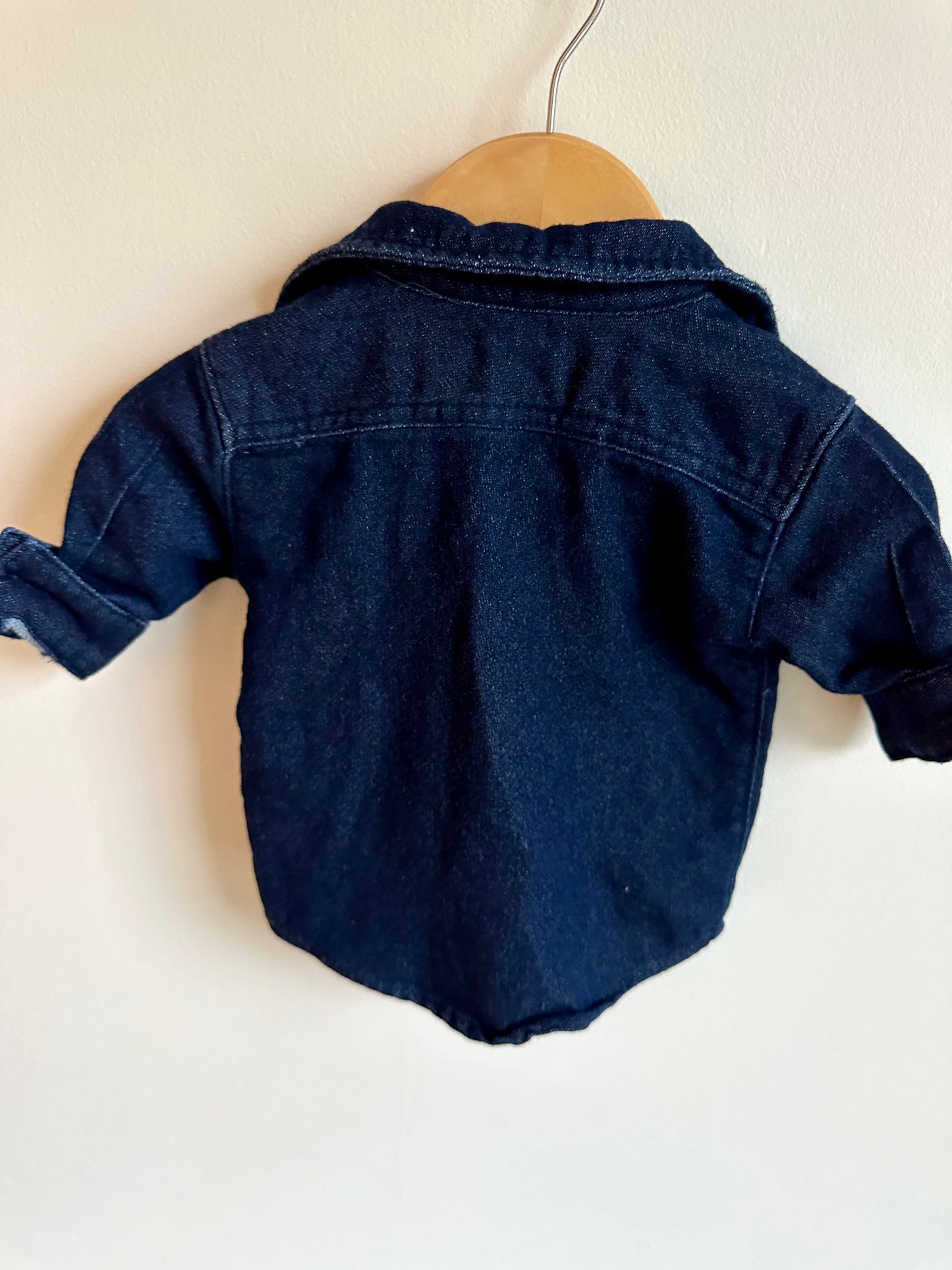 Denim Collared Shirt with Star Pocket / 0-3m