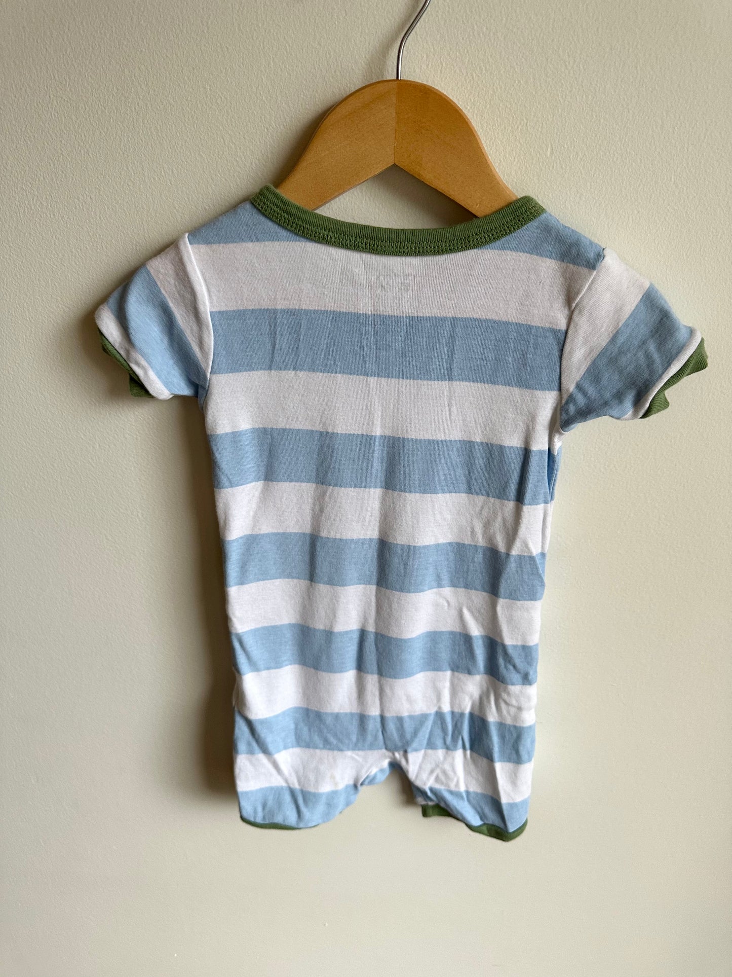 Blue Striped Dino Romper One Piece PJ / 2T