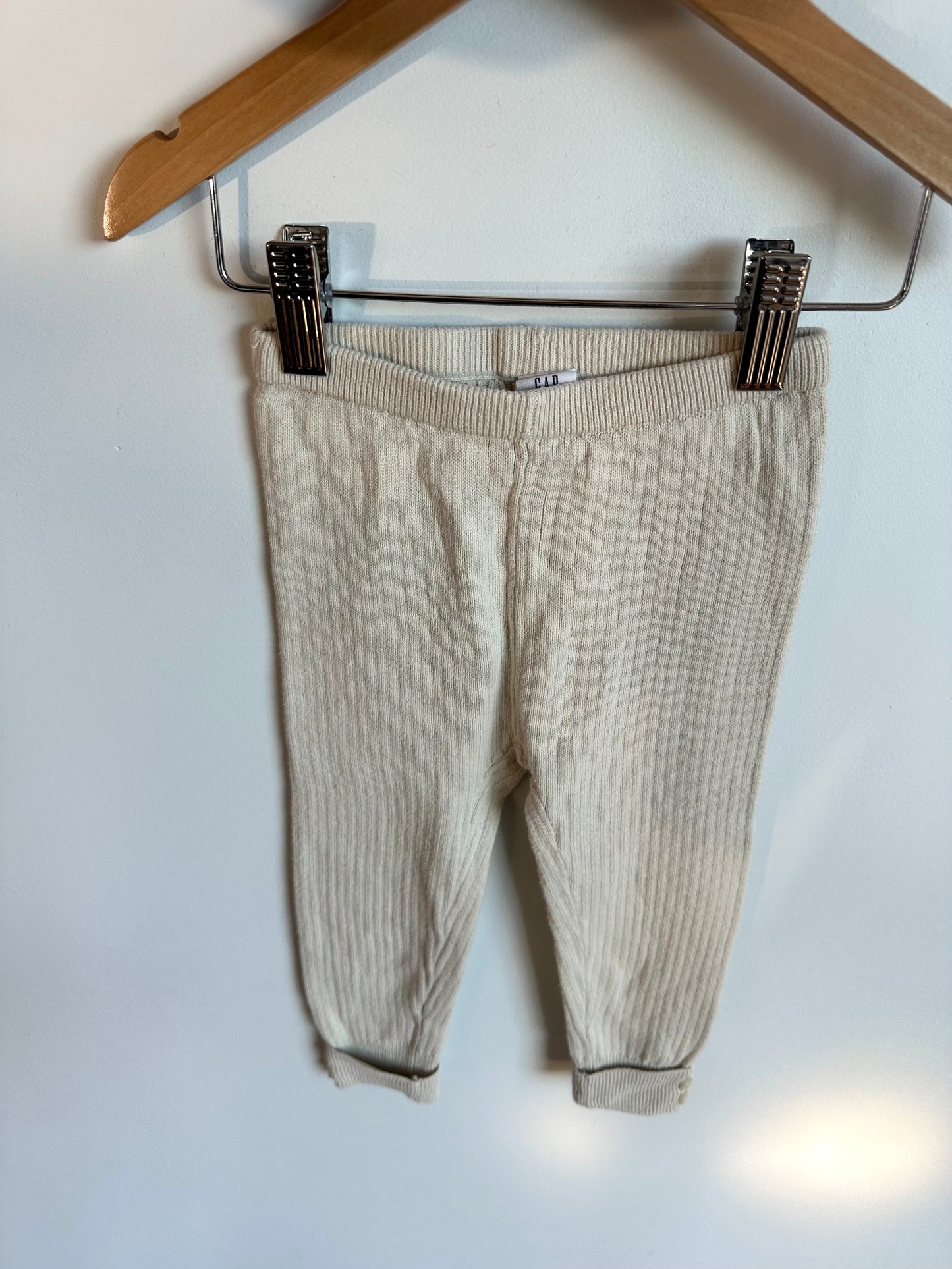 Gap Cream Ribbed Leggings / 12-18m